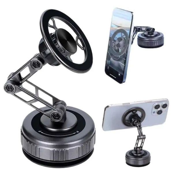 Car Phone Holder With Vacuum Magnetic Suction Cup Foldable Adjustable Arm Phone Stand 360 Rotatable Navigation G For Bathroom Z260522