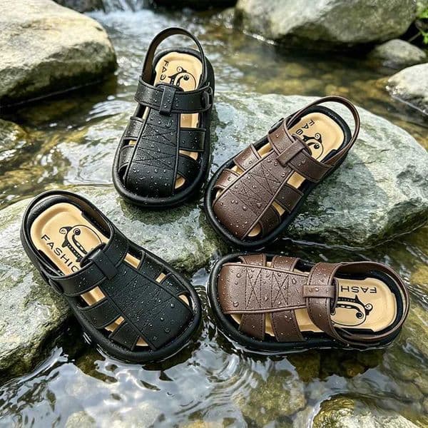 Boys Classic Roman Closed Toe Sandals Soft Non Slip Sole Breathable Summer Kids Casual Beach Daily Walking Shoes C260522