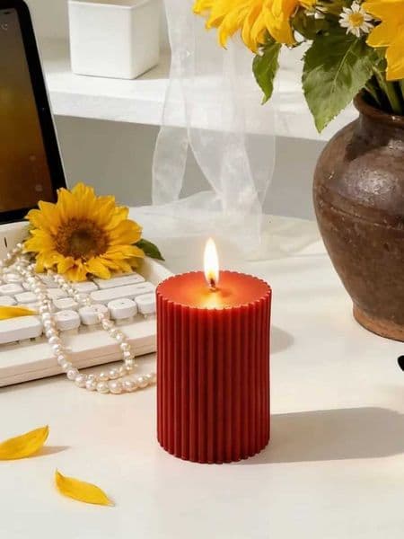 1pc Colorful Ribbed Cylinder Pillar Scented CandleSoy Wax Aromatherapy Candle for Home Decor Wedding Table Decor birthday Gift H260522
