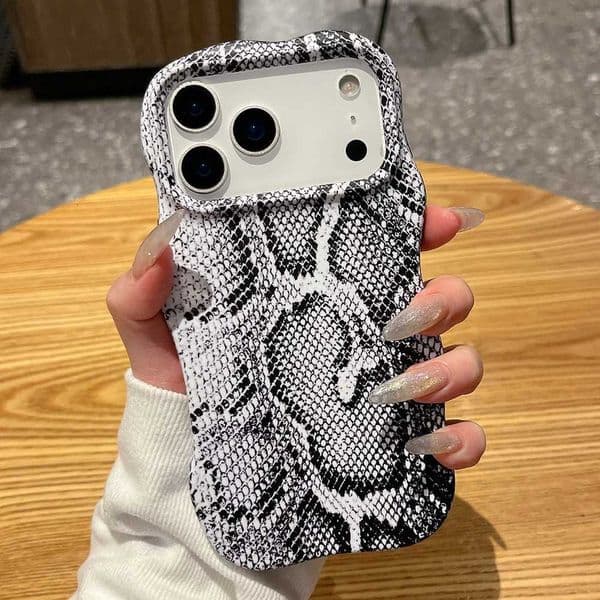 Fashion 2 in 1 Snake Skin Pattern Phone Case for iPhone 13 14 15 16 17 Pro Max Wave Edges Cfortable Touch Hard Slim Back CoverJ260522
