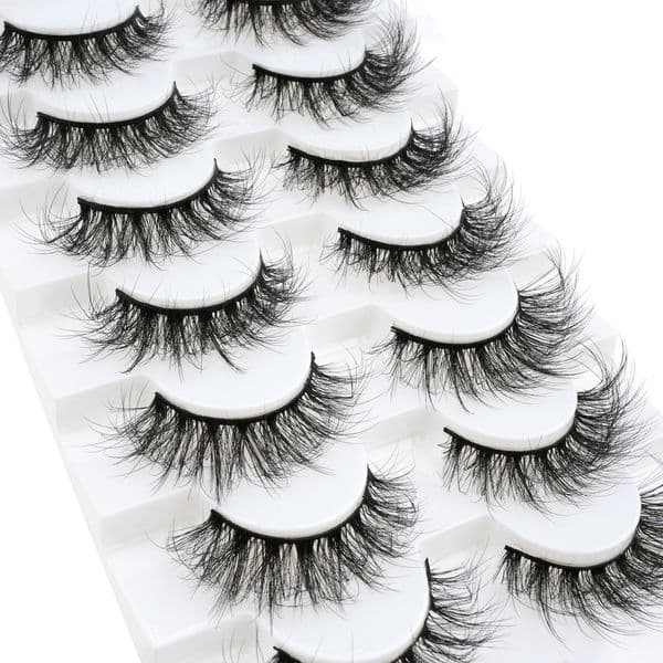 7 Pairs 3D Faux Mink Lashes Strip Thick Fluffy False Eyelashes Natural Look, Volume Reusable Lashes for Daily Use Party Stage Performance Easy to Apply