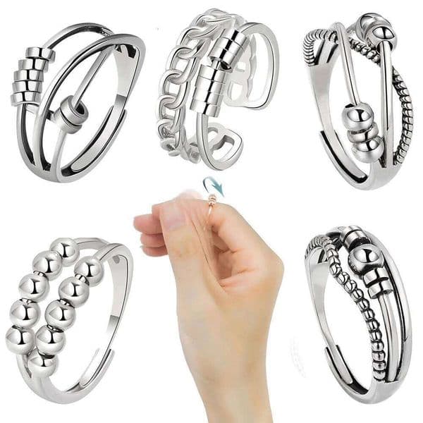 SMJEL Anti Stress Anxiety Ring Fidget Spinner Rings Adjustable for Women Rotating Freely Spinning Accessories Jewelry Gifts W260522
