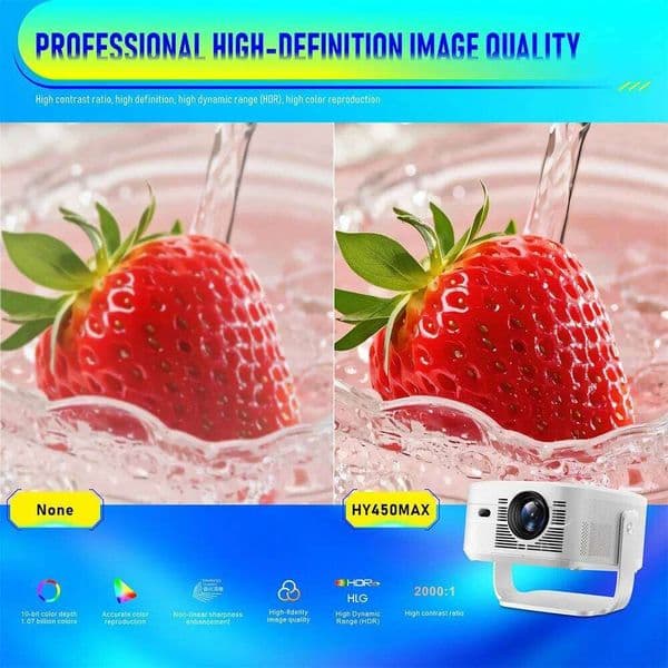 Velec 1100ANSI HY450 Max Focus Beam Projector 8K 1080P Android 14 Voice Control BT5.4 Auto Offset Home Theater For Outdoor 26L0522