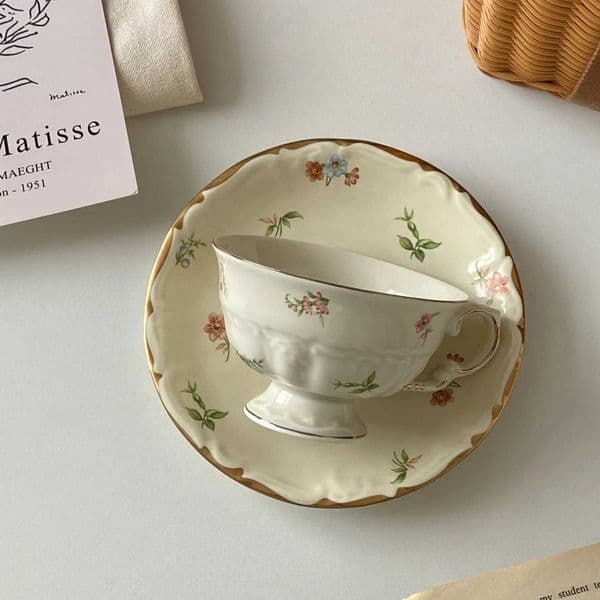 Mugs Drinking Water Container Drinkware French Style Coffee Cup Practical Simple Fashion New Flower Creative Ceramic PrintT260522