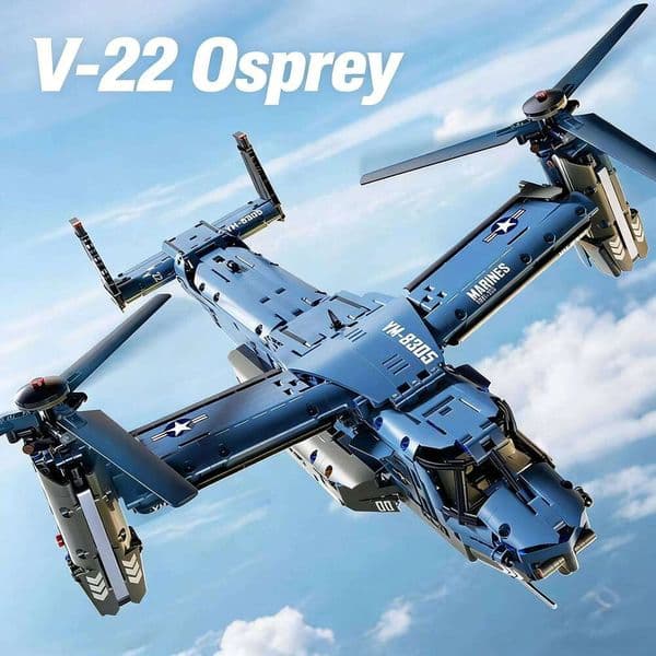 MOC 1389PCS V-22 Tiltrotor Aircraft Helicopter Building Block Children Airplane Model Bricks Toy Home Decor. 26L0522