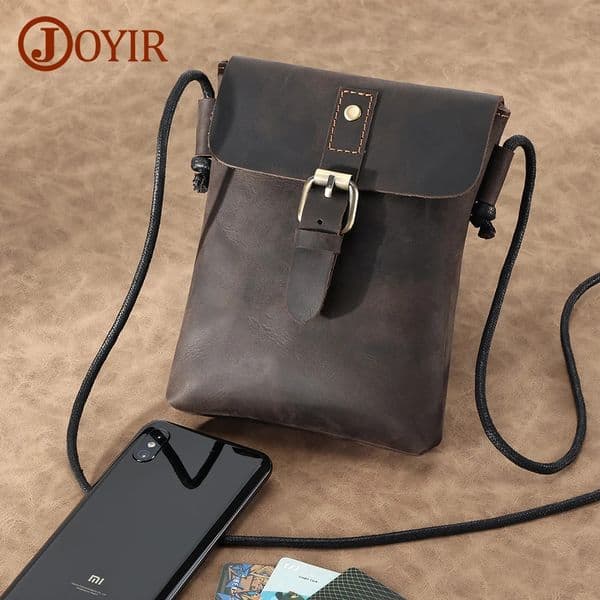 JOYIR Genuine Leather Crossbody Bag for Men Small Messenger Bags Phone Pouch Cigarette Case y Casual Shoulder 260522