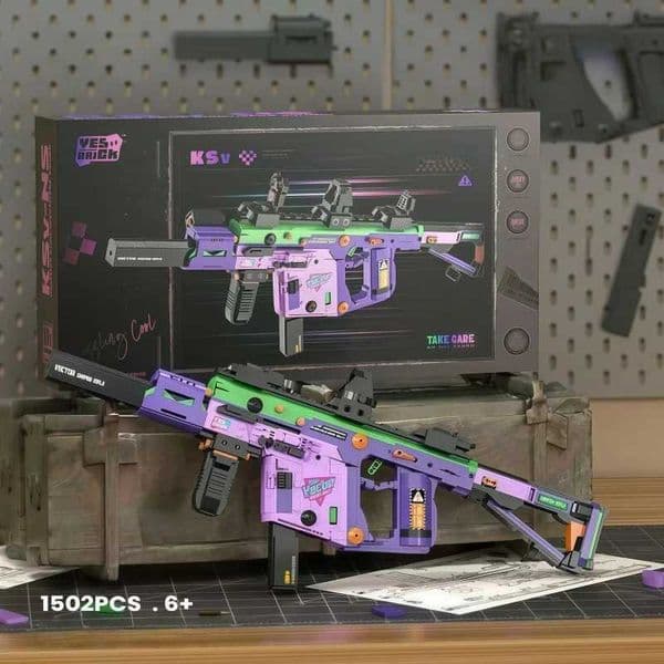 Technical Submachine Gun Building Blocks DIY Assembled Toy Blaster with Foldable Stock Collectible Model Gift for Boys Teens A Z260522
