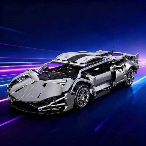 Silvery Sports Car Building Blocks Set Suitable for 14 Challenging Assembled Model Home Decoration Gift Z260522