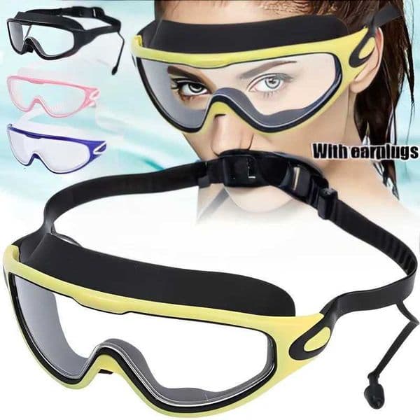 Swimming Goggles Silicone Swim Glasses Big Frame with Earplugs Men Women Professional HD Anti-fog Eyewear Swimming Accessories L260522 L260522