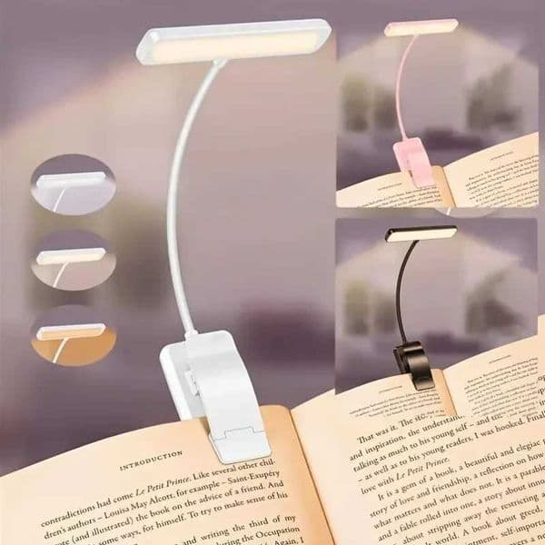 1 pcs USB Rechargeable Book Light 3 Color Adjustable LED Reading Lamp with Clamp Eye-Care Night Light for Bed Study Desk C260521