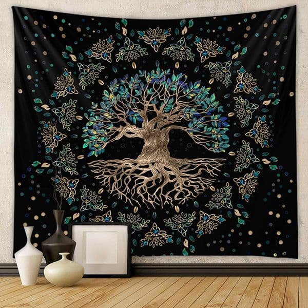 Mysterious Tree of Life Mushroom Forest Tapestry Wall Hanging Fairy Tale Bohemian Psychedelic Home Dormitory Dream Decor