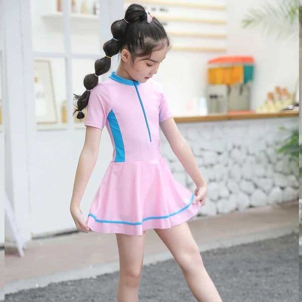 2025 New Girls Swimsuit One-piece Swimwear UPF50 Print Baby Short Sleeve Swmming Suits L-5XL Girl Toddler Beach Bathing SuitsT260522