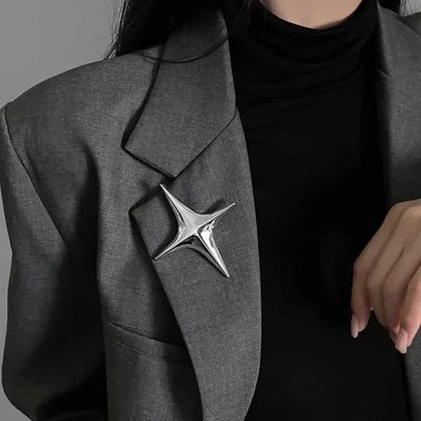 Punk Cool Stars Geometric Metal Brooch Fashion n Tassel Pin Personality Trend Suit Accessories Jewelry Gift for Women 260515