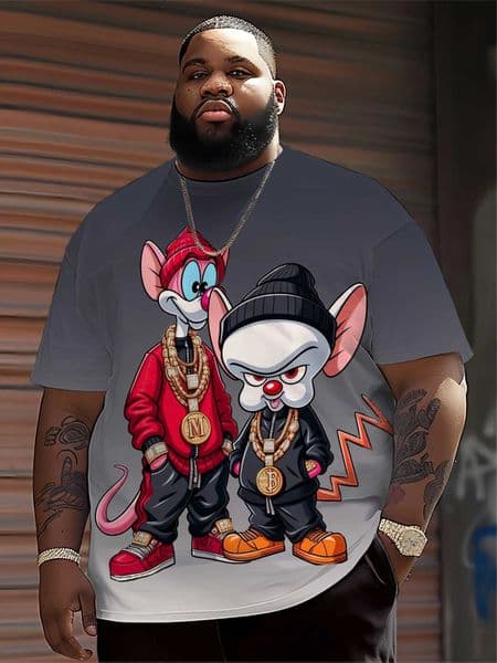 Mens Hip-Hop Cartoon T-Shirt - CasualCrew NeckShort Sleeve100 PolyesterRegular FitSummer Streetwear for Running Daily H260522