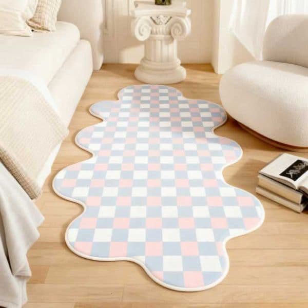 Irregular Shape Bedroom Decor Lattice Carpet Modern Style Carpets for Living Room Fluffy Soft Bedside Floor Mat Thick Plush Rug X260522