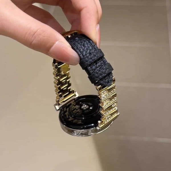 N Bling 20mm 22mm 18mm Strap leather loop link For Galaxy Watch 7 FE 5 Pro 4 6 classic 44mm 40mm bracelet correa bandJ260522