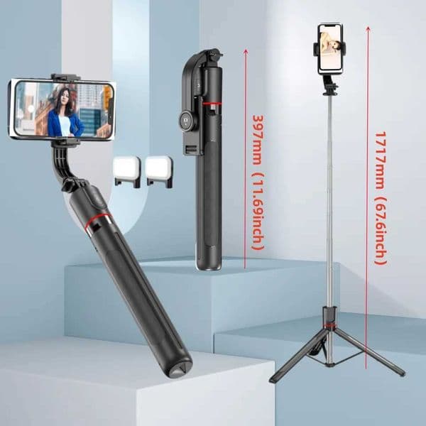 Gimbal Stabilizer Selfie Stick Tripod Gimbal 360 Rotation Following Shooting Mode with Light For iPhone Andriod phone Z260522BZMJ