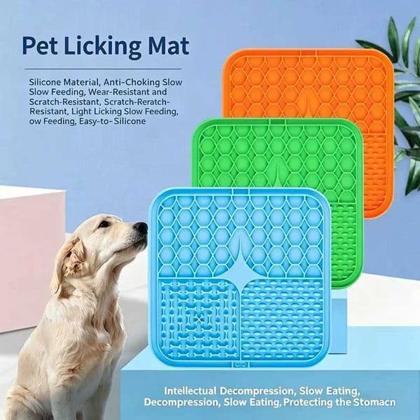 Silicone Pet Licking Mat With Strong Suction Cups Dog Slow Feeder Bowl Anti Choking Slow Food Pad For Dogs Cats Anxiety Relief C260522