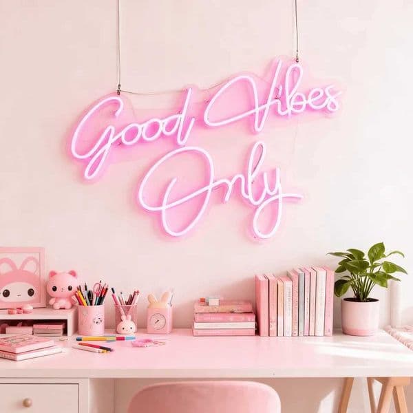 Neon Sign LED Lights Good Vibes Only Neon Light Led Sign Beauty Room Decor Bedroom Girl Birthday Decor Wedding Wall Art L260522
