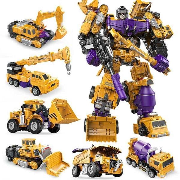 Jinjiang 6 IN 1 Devastator Classic Toys Cool Transformation Action Figure KO GT Truck Excavator Crane Model Robot Boy Adult Gift C260522