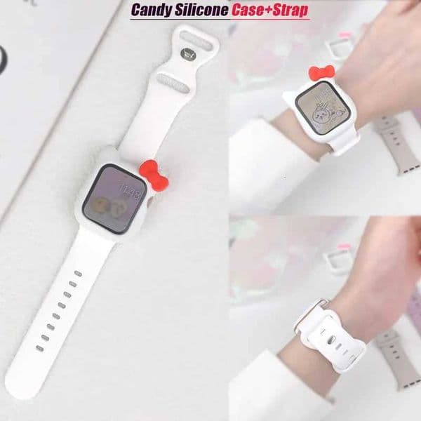 Candy Silicone CaseStrap For Watch 44mm 40mm 45mm 41mm Silicone bracelet correa cover for iWatch series 8 9 7 6 SE 5 4 3J260522