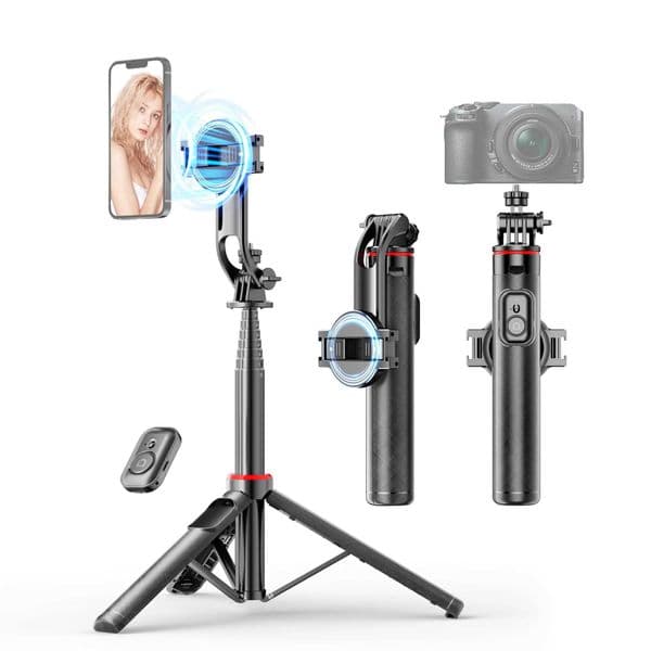 Magnetic Selfie Stick Tripod for iPhone 12-16 Pro Max Travel Stand with Magsafe Phone Clamp for Android Smartphone Z260522