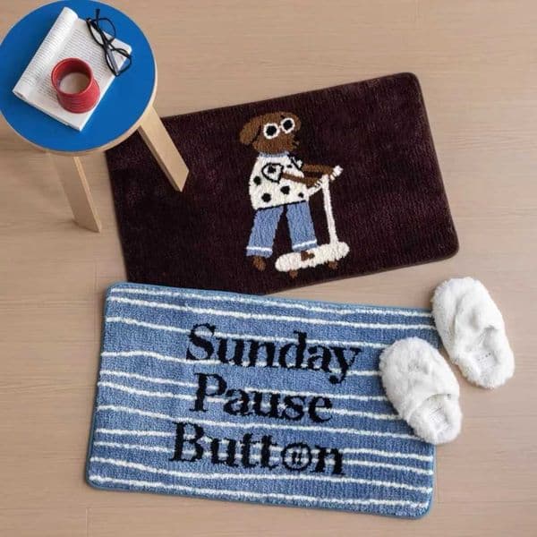 VIKAMA Playful Puppy Print Bathroom Carpet Non-Slip Floor Mat for Bath And Living Room Decor Cute Dog Theme Home Decor Accent X260522