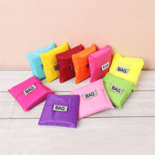 Shopping Bags Square Pocket Waterproof Bag Portable Folding Creative Reusable Foldable Eco Tote Market Grocery