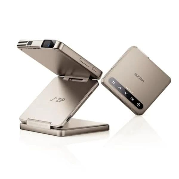 ZIP Gold Tri-Fold Portable Projector DLP Mini Pocke Projector One-Click Screen Mirroring Type-C Fast Charging 5000mAh