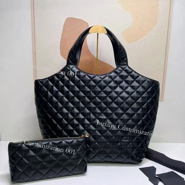 12A Icare Bag Maxi Shopping Tote Bag Designer Handbags Attaches Mini Wallet Quilted Lambskin Womens Travel Satchel Shoulder Purse Shopper Bags Black High Quality