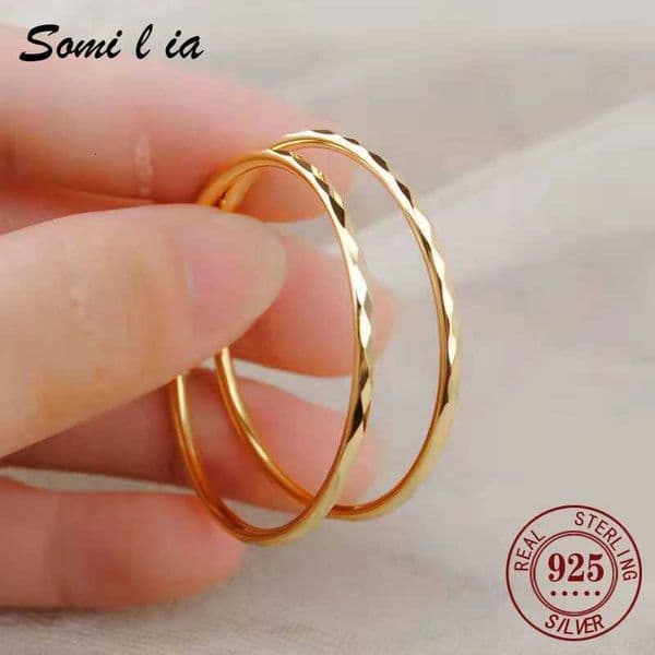 Somilia - Womens Big Hoop Earrings New Collection 925 Sterling Silver Jewelry Fashion Women18K Golden H260522