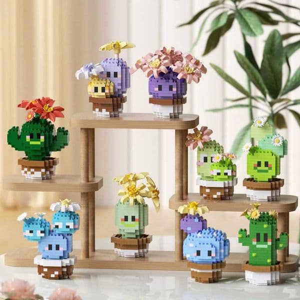 New Product Simulation Succulents Cactus Building Blocks Flowers DIY Educational Assembling Toys Potted Plant Decorations Z260522