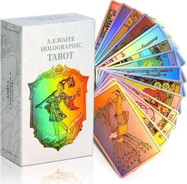 Rainbow Cards Decks, Card Beginners, Holographic Tarot Deck, 78 Pcs, English, For Spiritual Growth