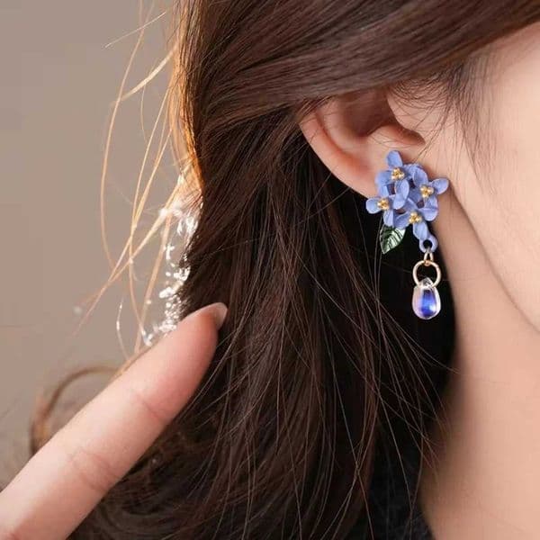 Cute Chinese Style Orchid Earrings Sweet Temperament Girl Ear Jewelry Blue Color Flower Earrings GiftZHR260522