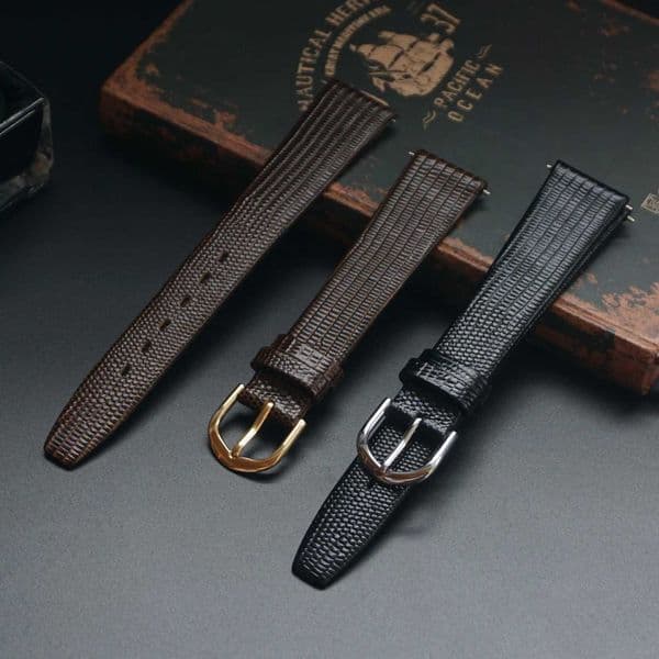 AMHUGE 12mm 14mm 16mm 17mm 18mm 19mm 20mm 21mm Vintage Watch Strap Lizard Embossed Calf Genuine Leather Thin and Soft Watch Band J260522