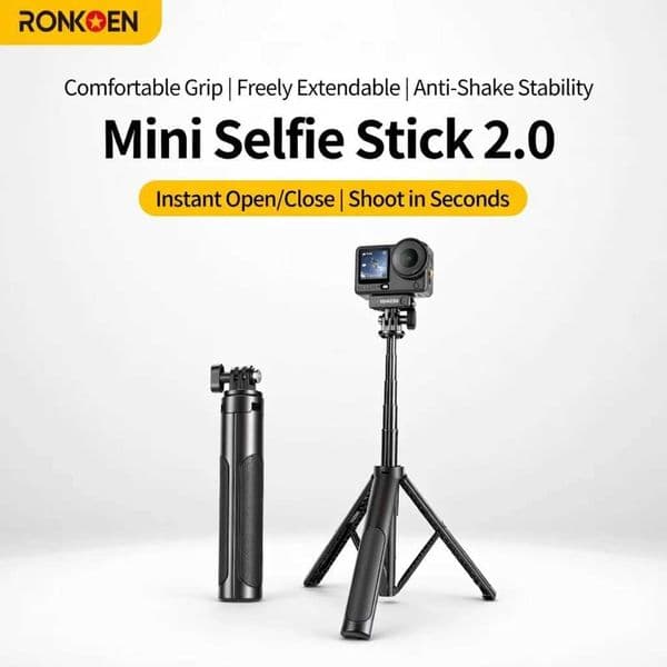 RONKOEN TZ-24 Mini 60cm Quick Release Selfie Stick Tripod Portable Adjustable for Insta360 DJI Osmo Action Camera Z260522