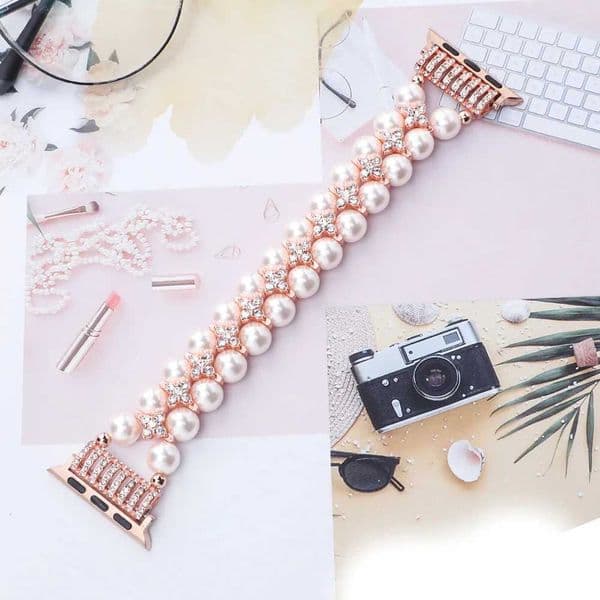 Pearl Inlaid Diamond Band for Watch tra 49mm 46mm 45mm 38mm 41mm 42mm 44mm for iWatch Series 10 9 8 7 6 5 4 Wen StrapJ260522