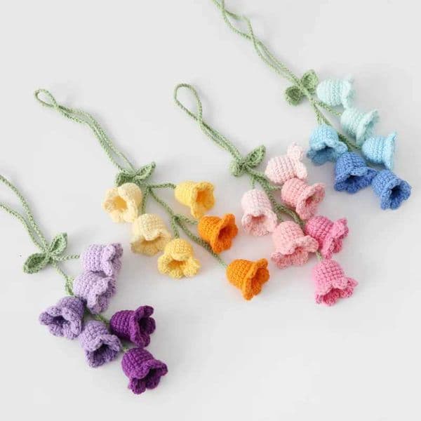 Crochet Flower Lily Of The Valley Decorations Crochet Flowers Keychain Car Innior Hanging Decorations Artificial Flowers Gifts L260522