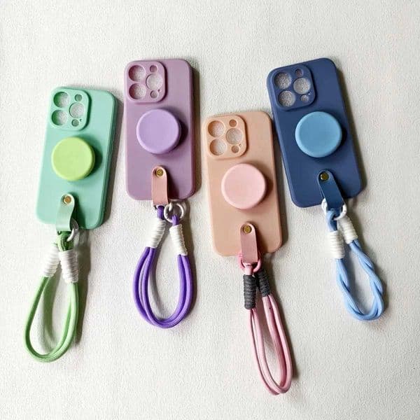 Lanyard Wrist Strap Stand Phone Holder Silicone Case for Galaxy A14 A24 A34 A54 A15 A25 A35 A55 A05 A05S 4G 5G CoverJ260522