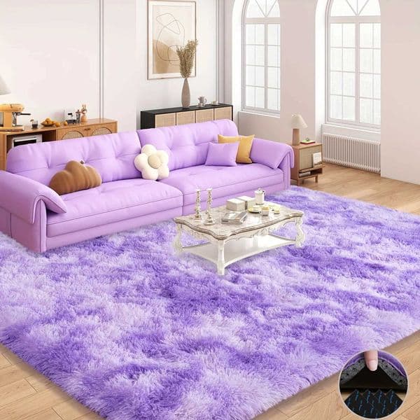 VIKAMA Silky Dream Purple Carpet High-end Carpet For Live Room Girls Bedroom Carpet Bedside Rugs Warm Washable Carpet Home Deco X260522