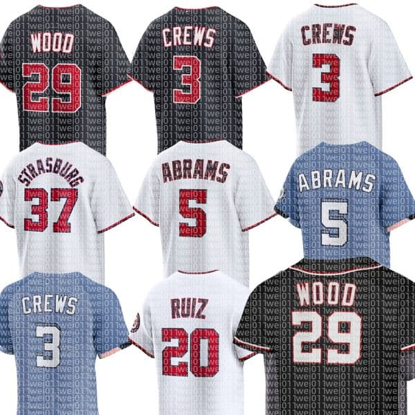 Nationals Baseball Jersey Stephen Strasburg CJ Abrams James Wood Daylen Lile Brady House Jacob Young Luis Garcia Jr. Crews Nasim Nunez Miles Mikolas Andrew Alvarez
