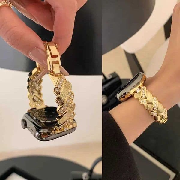 N Bling ear of wheat bracelet link For Watch band Series S11/10/8/7/6/3/4/5/9 40mm 41mm 38mm 42mm 44mm 45mm 46mm StrapJ260522