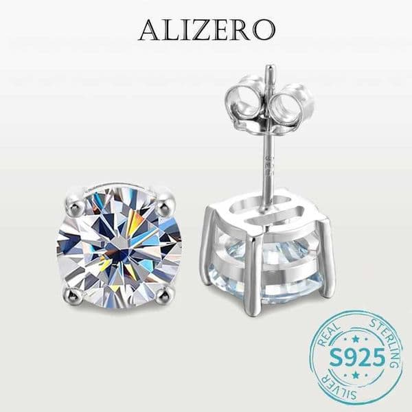 ALIZERO 20ct 8mm D Color Moissanite Earrings For Women Lab Grown Diamond Ear Studs 100 925 Sterling Silver Fine JewelryZHR260522ZHR260522