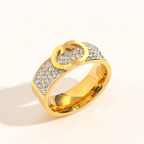 Fashion Brand Designer Ring Gold Alloy Letter Band Rings Crystal Rhinestone Fashion Women Men Jewelry Christmas Gifts Size 6-9 With box