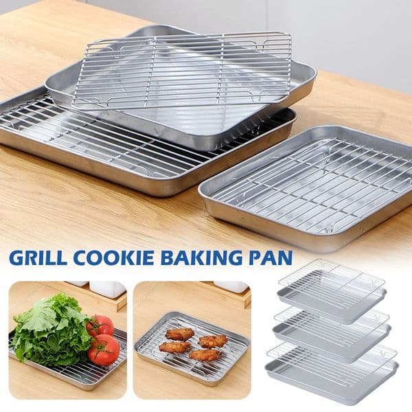 2pcs Baking Pan and Grill Oven Tray Drain Rack Cake Cheese Plate Display Stand for Home Kitchen Cooking Bake Gadget Cooling Rack 260518