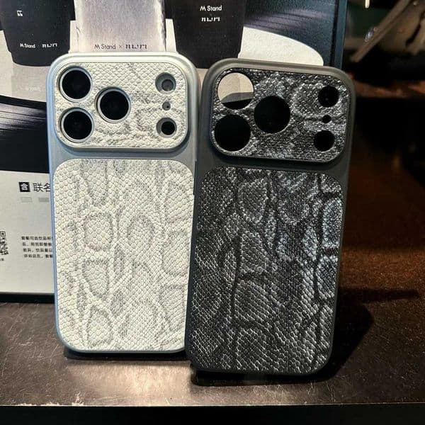 Luxury Frosted PU Leather Snake Pattern Phone Case For iPhone 17 16 15 14 13 Pro Max Shockproof Fl Bumper Large Window CoverJ260522