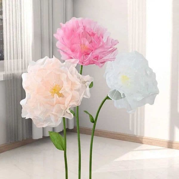 Artificial realistic Silk Poppy Pink Large Flower Head Home Party Decoration Layered Fluffy Petals Floor Display Fake Flowers L260522