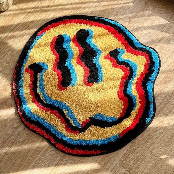Trippy Smiling Rug - Unique Tufted Design Ideal Friend Gift Geeky Bedroom Rug Home Decor with TPR Non-Slip Backing X260522