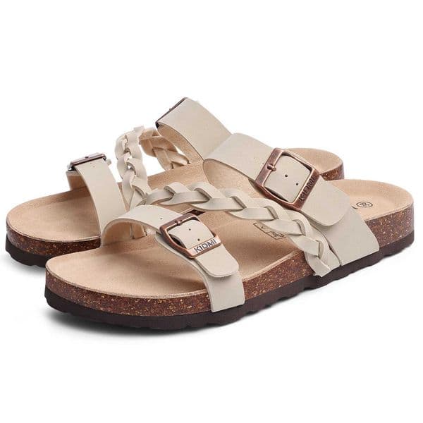 Shevalues Leisure Womens Cork Footbed Sandals With Arch Support Slip-On Brand Lady Sandals With Double Buckle Summer New Sandal C260522