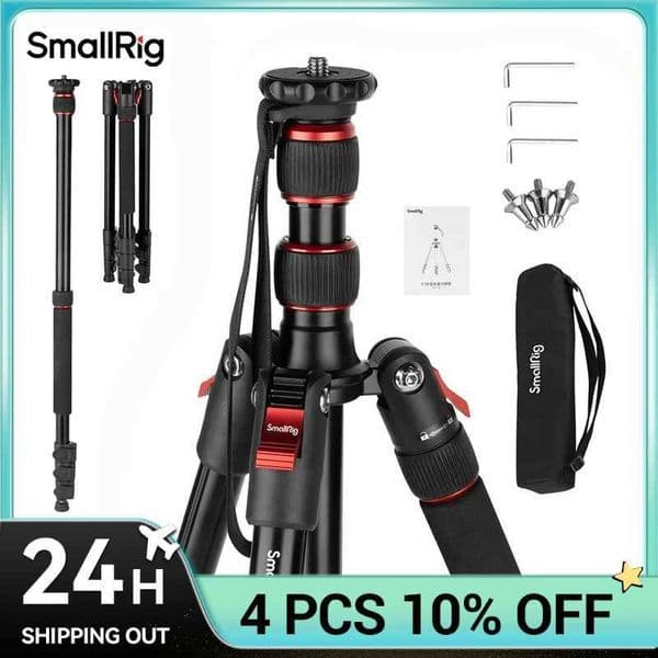 SmallRig T-10 Aluminum Tripod Compact lightweight Foldable Tripod Can Load 15kg Suitable Various Scenarios for Camera Phone 3983 Z260522